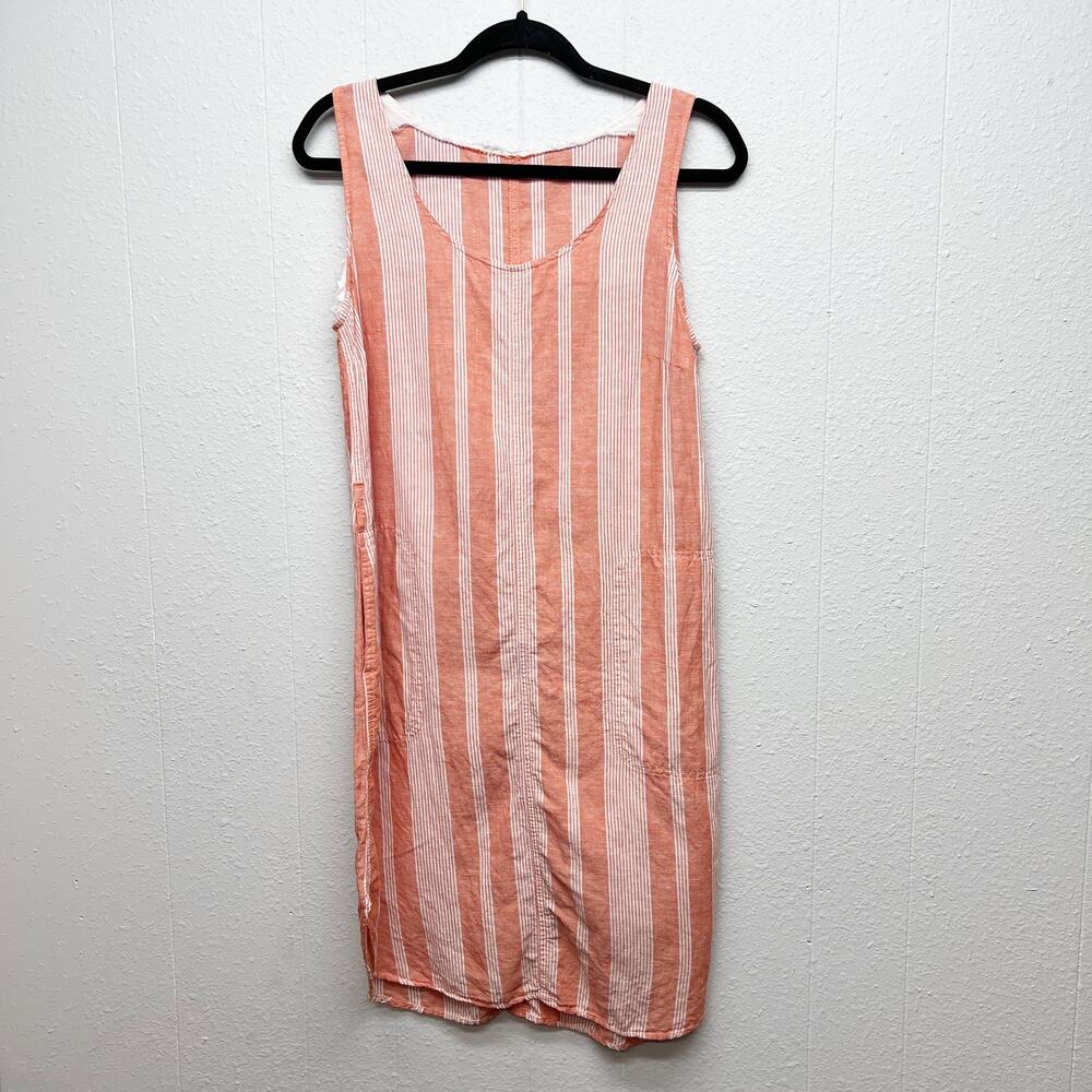 Womens Linen Blend Tank Dress Small Boho Lightweight Costal Beachy Lagenlook